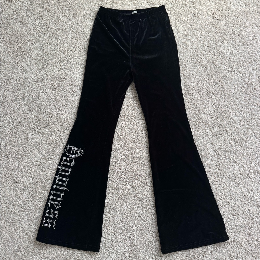 SHEIN Black Velvet Kids Casual Bottoms